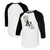 MLB Athletics Tiny Turnip Unisex State Outline 3/4-Sleeve Raglan T-Shirt