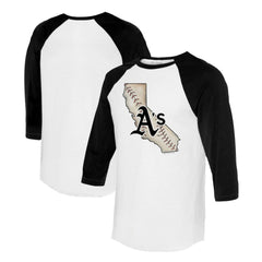MLB Athletics Tiny Turnip Unisex State Outline 3/4-Sleeve Raglan T-Shirt