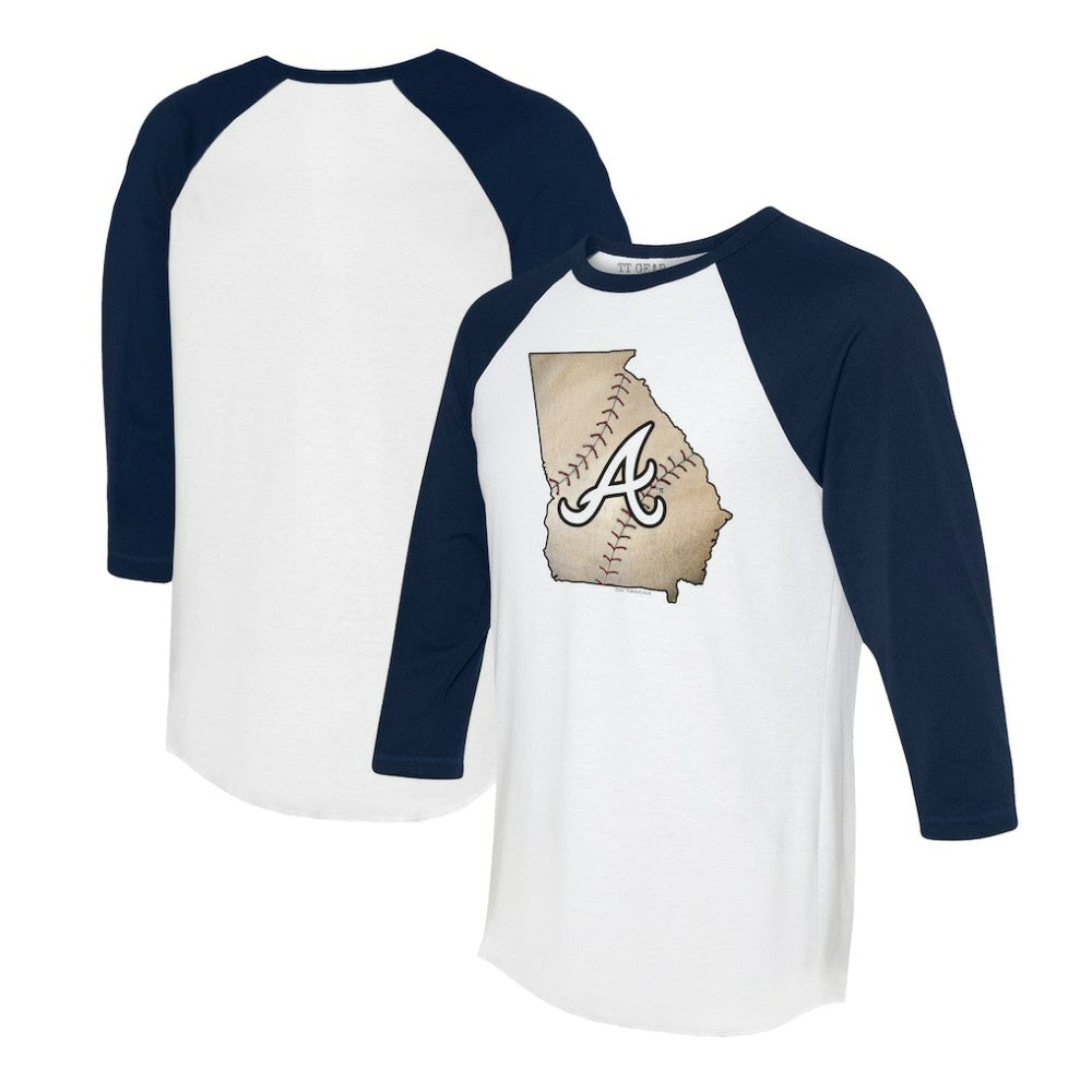 MLB Atlanta Braves Tiny Turnip Unisex State Outline 3/4-Sleeve Raglan T-Shirt