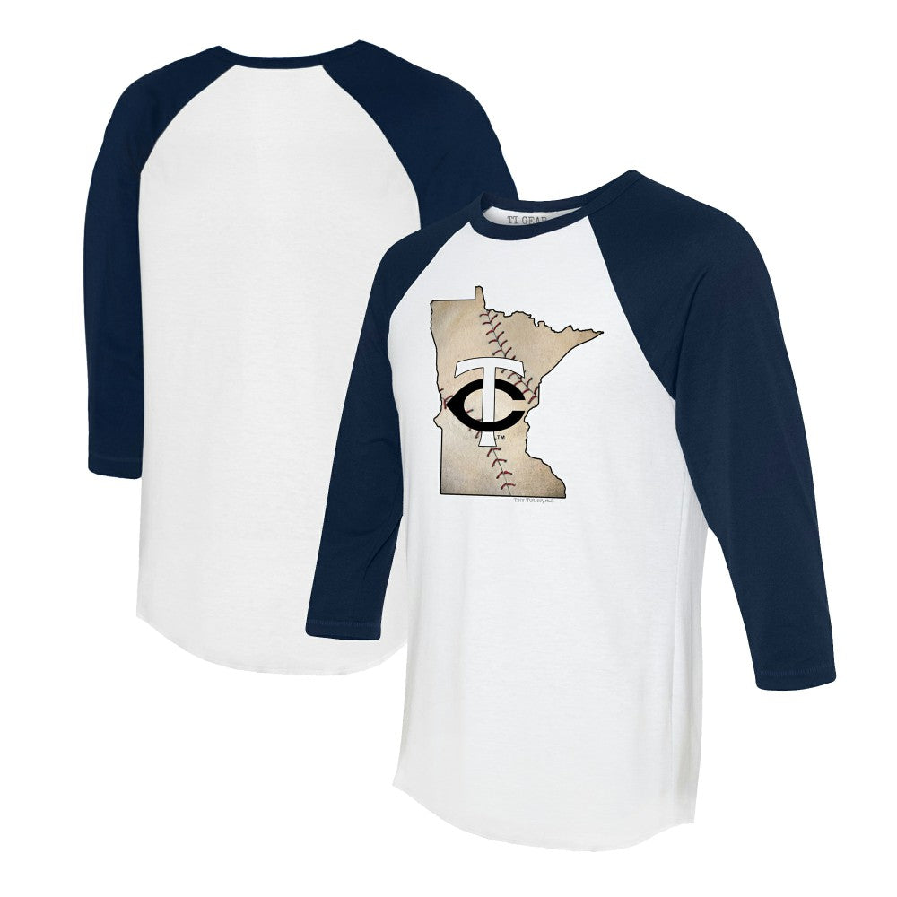MLB Minnesota Twins Tiny Turnip Unisex State Outline 3/4-Sleeve Raglan T-Shirt