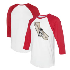 MLB Los Angeles Angels Tiny Turnip Unisex State Outline 3/4-Sleeve Raglan T-Shirt