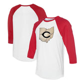 MLB Cincinnati Reds Tiny Turnip Unisex State Outline 3/4-Sleeve Raglan T-Shirt