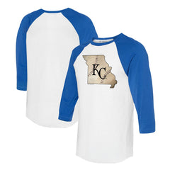 MLB Kansas City Royals Tiny Turnip Unisex State Outline 3/4-Sleeve Raglan T-Shirt