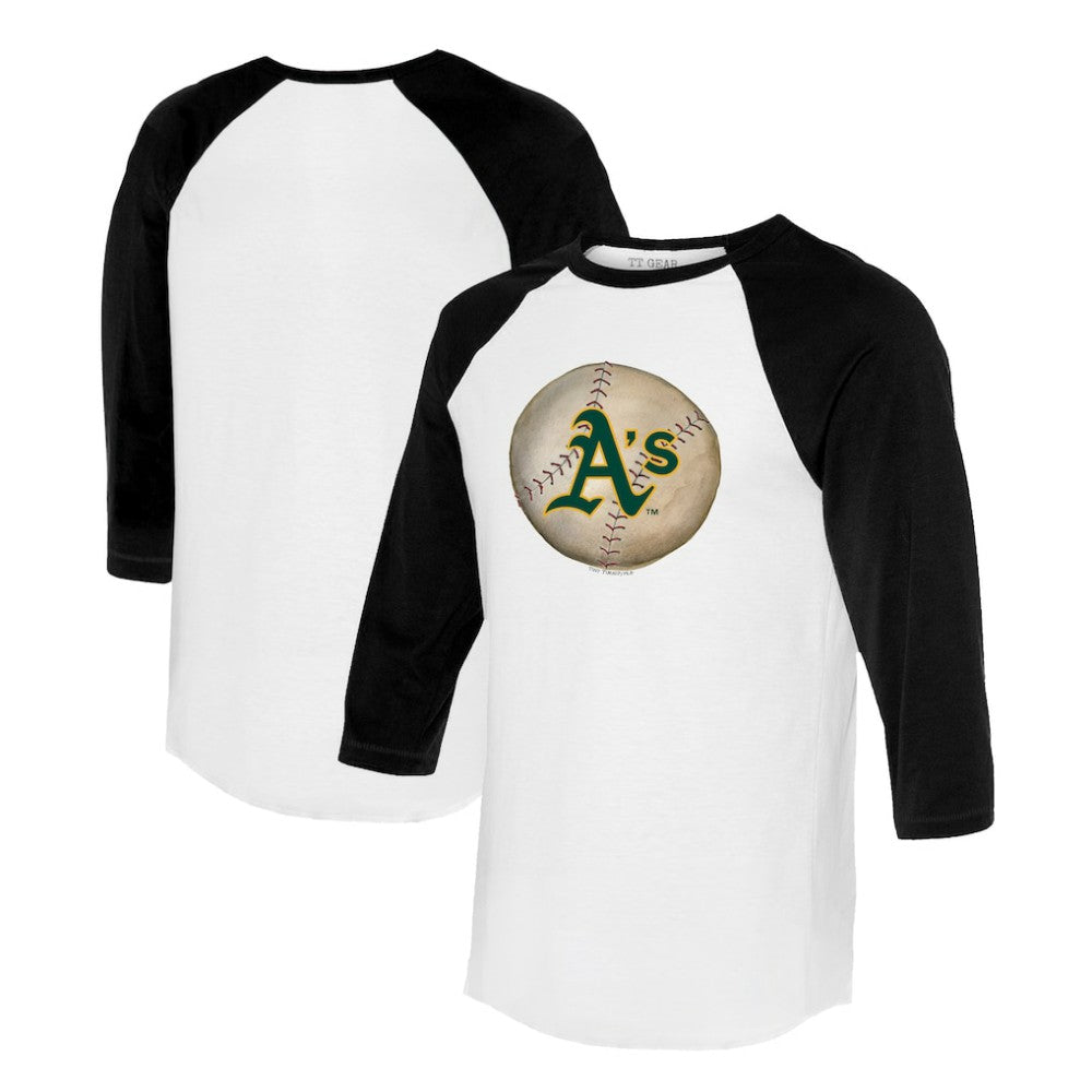 MLB Athletics Tiny Turnip Unisex Stitched Baseball 3/4-Sleeve Raglan T-Shirt