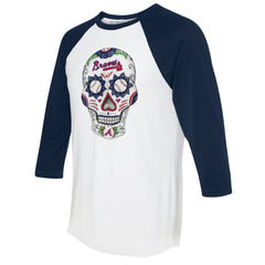 MLB Atlanta Braves Tiny Turnip Unisex Sugar Skull 3/4-Sleeve Raglan T-Shirt