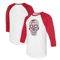 MLB Los Angeles Angels Tiny Turnip Unisex Sugar Skull 3/4-Sleeve Raglan T-Shirt
