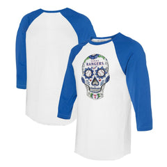 MLB Texas Rangers Tiny Turnip Unisex Sugar Skull 3/4-Sleeve Raglan T-Shirt