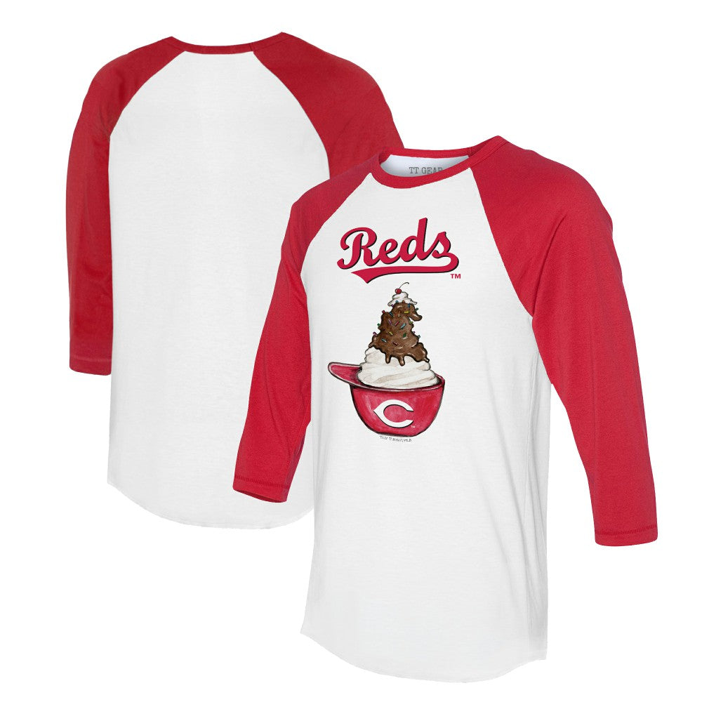 MLB Cincinnati Reds Tiny Turnip Unisex Sundae Helmet 3/4-Sleeve Raglan T-Shirt