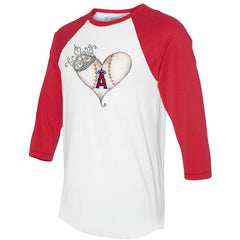 MLB Los Angeles Angels Tiny Turnip Unisex Tiara Heart 3/4-Sleeve Raglan T-Shirt