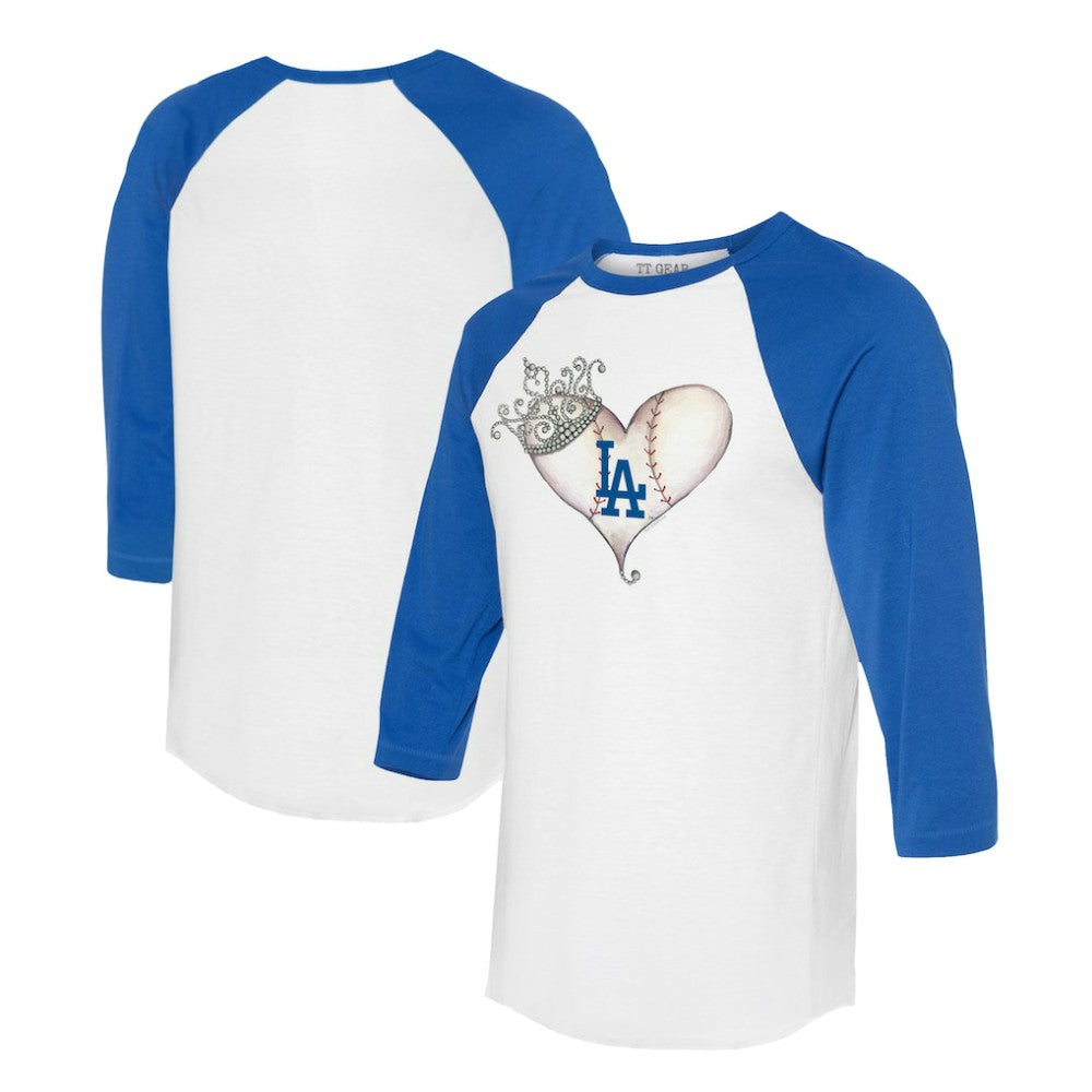 MLB Los Angeles Dodgers Tiny Turnip Unisex Tiara Heart 3/4-Sleeve Raglan T-Shirt