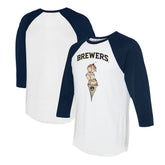 MLB Milwaukee Brewers Tiny Turnip Unisex Triple Scoop 3/4-Sleeve Raglan T-Shirt