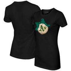 MLB Athletics Tiny Turnip Women's Baseball Bow T-Shirt