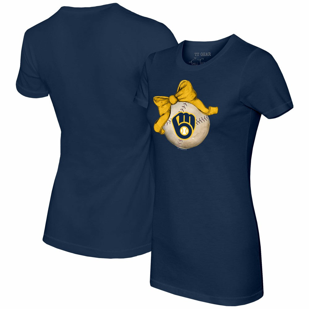 MLB Milwaukee Brewers Tiny Turnip Women's Baseball Bow T-Shirt