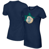 MLB Seattle Mariners Tiny Turnip Women's Baseball Bow T-Shirt