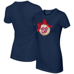 MLB Washington Nationals Tiny Turnip Women's Baseball Bow T-Shirt