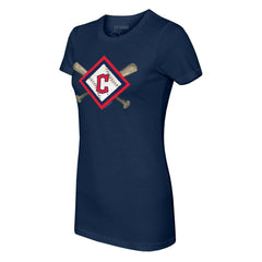 MLB Cleveland Guardians Tiny Turnip Women's Diamond Cross Bats T-Shirt