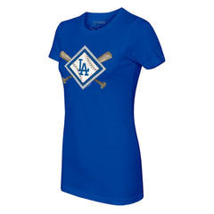 MLB Los Angeles Dodgers Tiny Turnip Women's Diamond Cross Bats T-Shirt