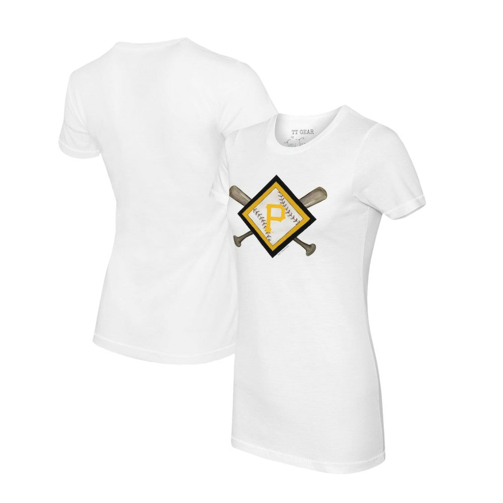 MLB Pittsburgh Pirates Tiny Turnip Women's Diamond Cross Bats T-Shirt