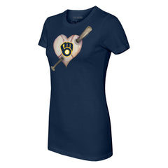 MLB Milwaukee Brewers Tiny Turnip Women's Heart Bat T-Shirt