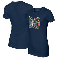 MLB Cleveland Guardians Tiny Turnip Women's Peace Love Baseball Fitted T-Shirt