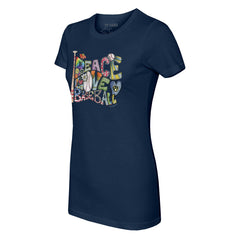 MLB Milwaukee Brewers Tiny Turnip Women's Peace Love Baseball Fitted T-Shirt