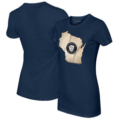 MLB Milwaukee Brewers Tiny Turnip Women's State Outline T-Shirt
