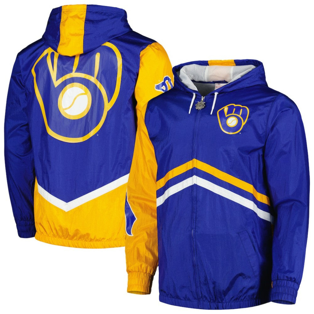MLB Milwaukee Brewers Mitchell & Ness Undeniable Full-Zip Hoodie Windbreaker Jacket
