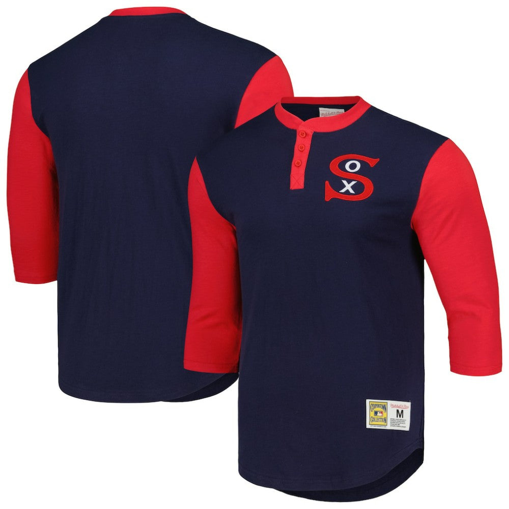 MLB Chicago White Sox Mitchell & Ness Cooperstown Collection Legendary Slub Henley 3/4-Sleeve T-Shirt