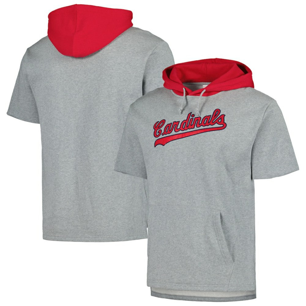 MLB St. Louis Cardinals Mitchell & Ness Postgame Short Sleeve Pullover Hoodie