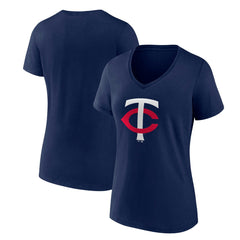 MLB Minnesota Twins Women's Core Official Primary Logo V-Neck T-Shirt