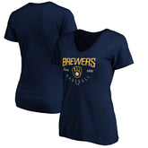 MLB Milwaukee Brewers Women's Core Live For It V-Neck T-Shirt