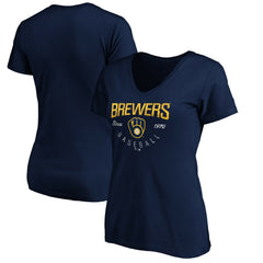 MLB Milwaukee Brewers Women's Core Live For It V-Neck T-Shirt