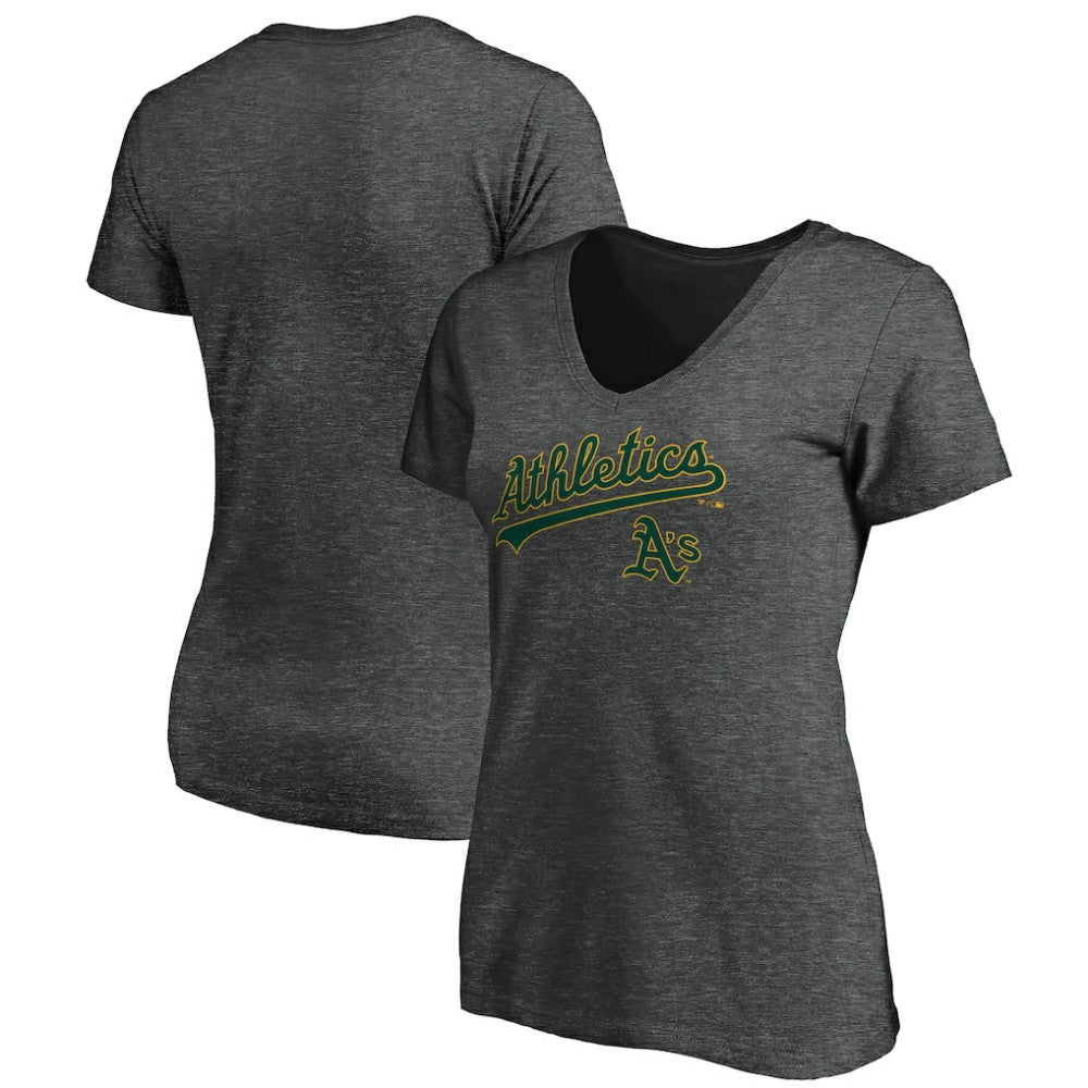 MLB Athletics Women's Core Team Lock Up V-Neck T-Shirt