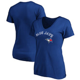 MLB Toronto Blue Jays Women's Core Team Lock Up Wordmark V-Neck T-Shirt
