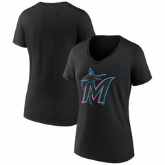 MLB Miami Marlins Women's Logo V-Neck T-Shirt