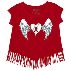 MLB Los Angeles Angels Tiny Turnip Girls Youth Angel Wings Fringe T-Shirt