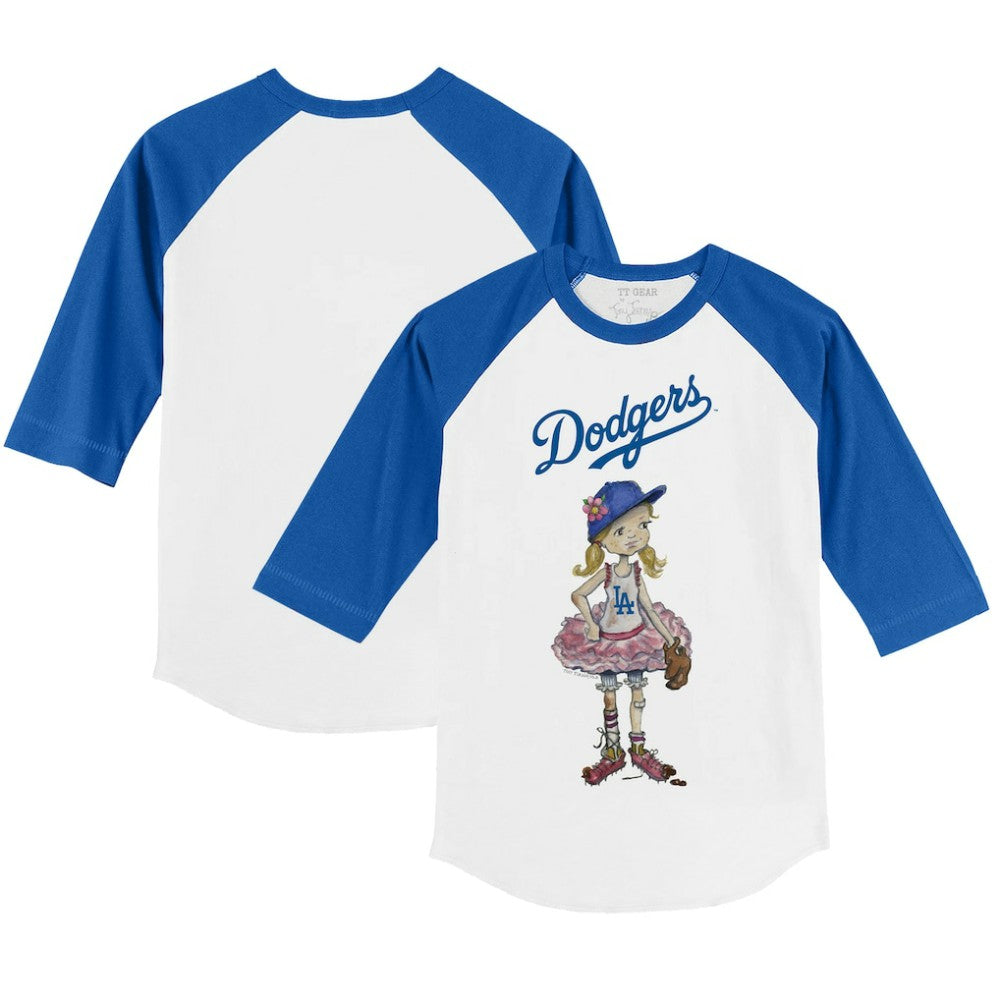 MLB Los Angeles Dodgers Tiny Turnip Youth Babes 3/4-Sleeve Raglan T-Shirt