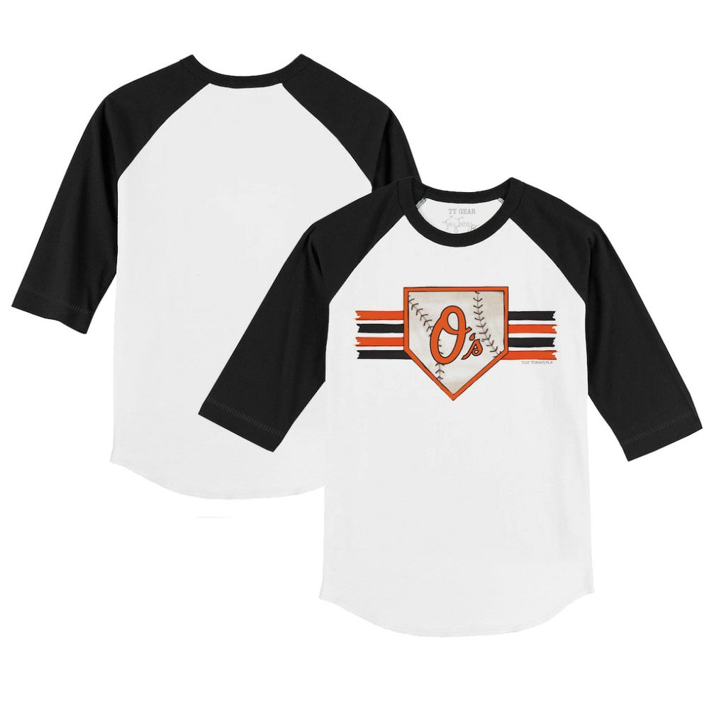 MLB Baltimore Orioles Tiny Turnip Youth Base Stripe 3/4-Sleeve Raglan T-Shirt