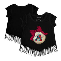 MLB Arizona Diamondbacks Tiny Turnip Girls Youth Baseball Bow Fringe T-Shirt