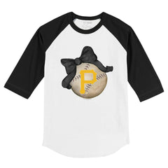MLB Pittsburgh Pirates Tiny Turnip Youth Baseball Bow 3/4-Sleeve Raglan T-Shirt