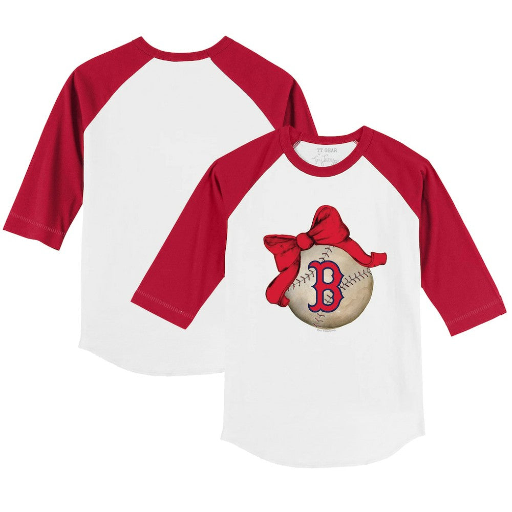 MLB Boston Red Sox Tiny Turnip Youth Baseball Bow 3/4-Sleeve Raglan T-Shirt