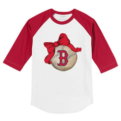 MLB Boston Red Sox Tiny Turnip Youth Baseball Bow 3/4-Sleeve Raglan T-Shirt