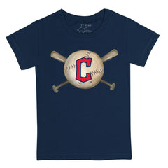 MLB Cleveland Guardians Tiny Turnip Youth Baseball Cross Bats T-Shirt