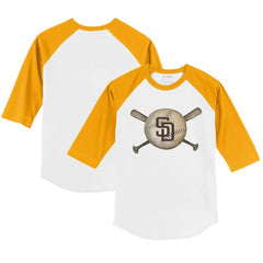 MLB San Diego Padres Tiny Turnip Youth Baseball Cross Bats 3/4-Sleeve Raglan T-Shirt