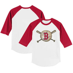 MLB Boston Red Sox Tiny Turnip Youth Baseball Cross Bats 3/4-Sleeve Raglan T-Shirt