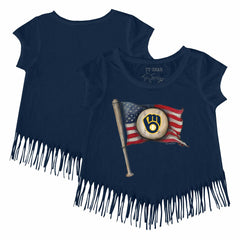MLB Milwaukee Brewers Tiny Turnip Girls Youth Baseball Flag Fringe T-Shirt