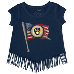 MLB Milwaukee Brewers Tiny Turnip Girls Youth Baseball Flag Fringe T-Shirt