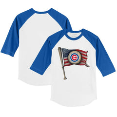 MLB Chicago Cubs Tiny Turnip Youth Baseball Flag 3/4-Sleeve Raglan T-Shirt