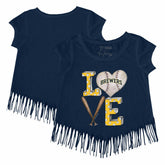 MLB Milwaukee Brewers Tiny Turnip Girls Youth Baseball Love Fringe T-Shirt