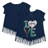 MLB Seattle Mariners Tiny Turnip Girls Youth Baseball Love Fringe T-Shirt